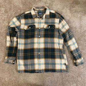 Patagonia Men's Plaid Casual Button Down Shirt - Green, Blue, Tan